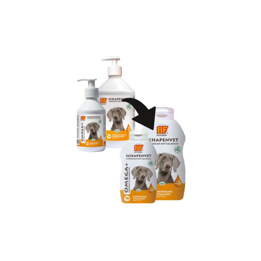 Schapenvet voor honden - BF PetFood -  OMEGA+ vloeibaar schapenvet