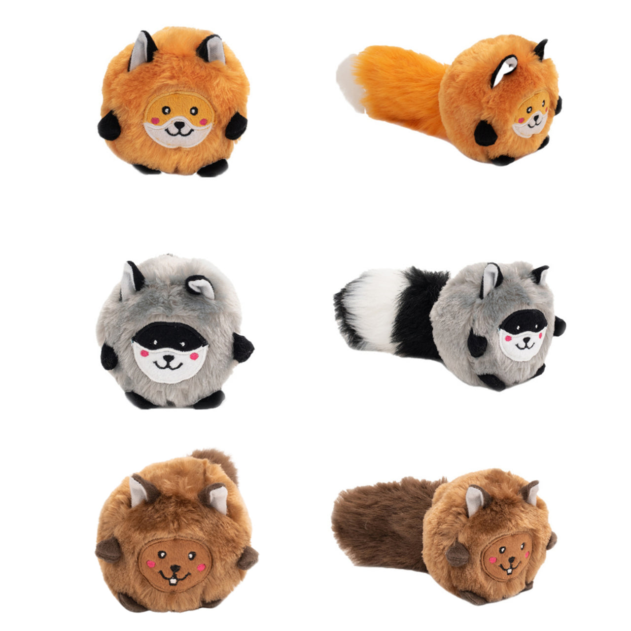 Hondenspeelgoed - Zippy Paws - Bushy Throw - Eekhoorn, vos en racoon