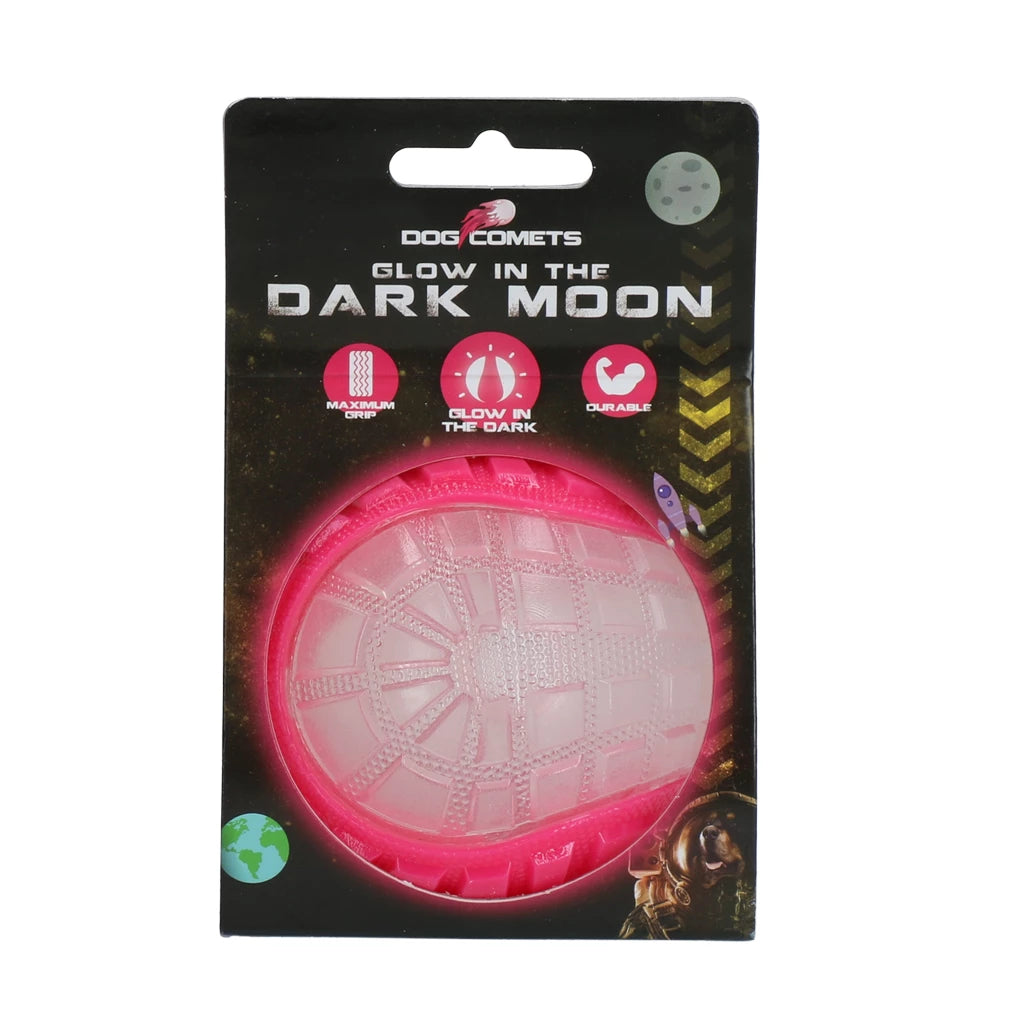 Sterk hondenspeelgoed - Dog Comets Glow In The Dark Moon Bal - Groen, oranje en roze