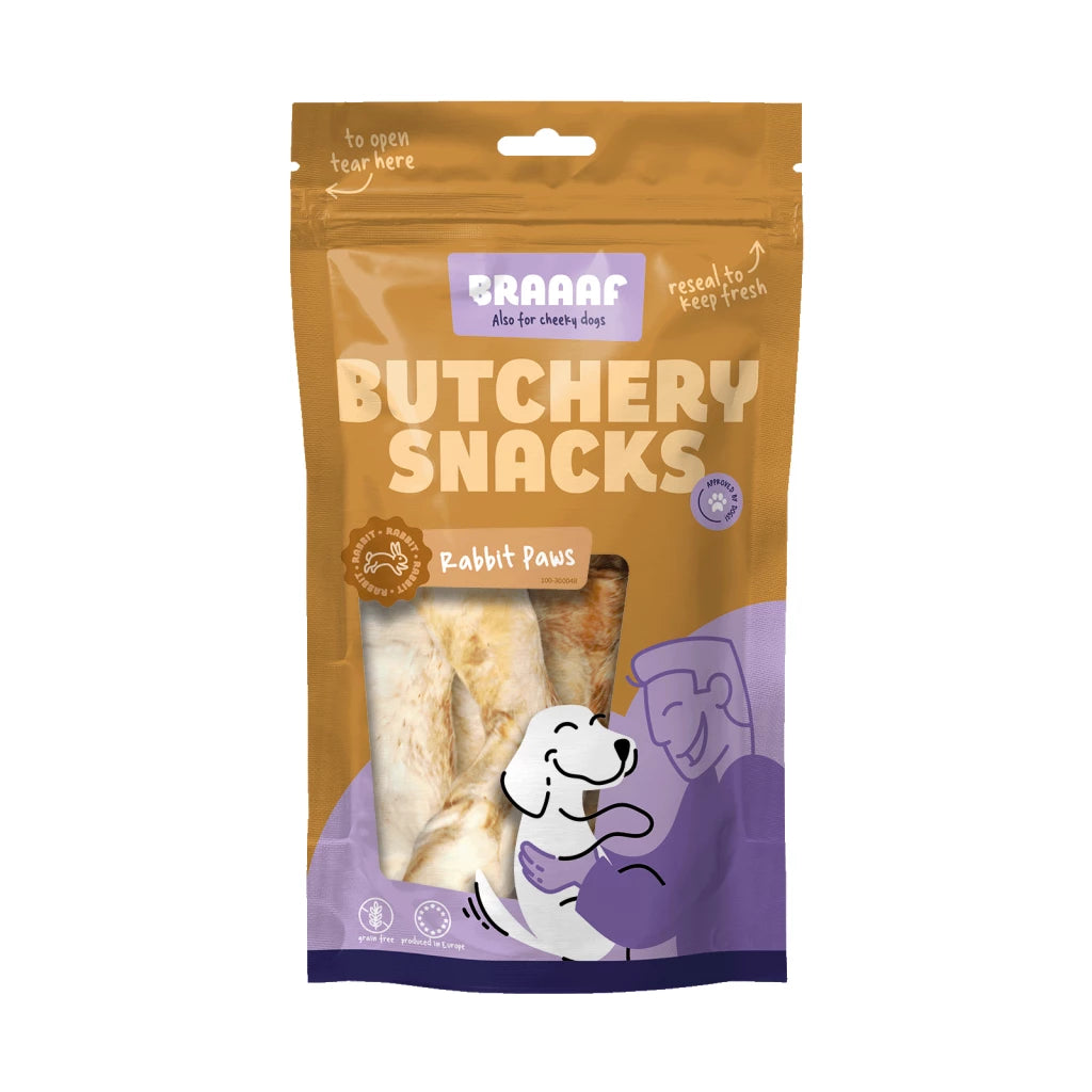 Hondensnack - Braaaf Butchery Snacks Konijnenpootjes 100 g