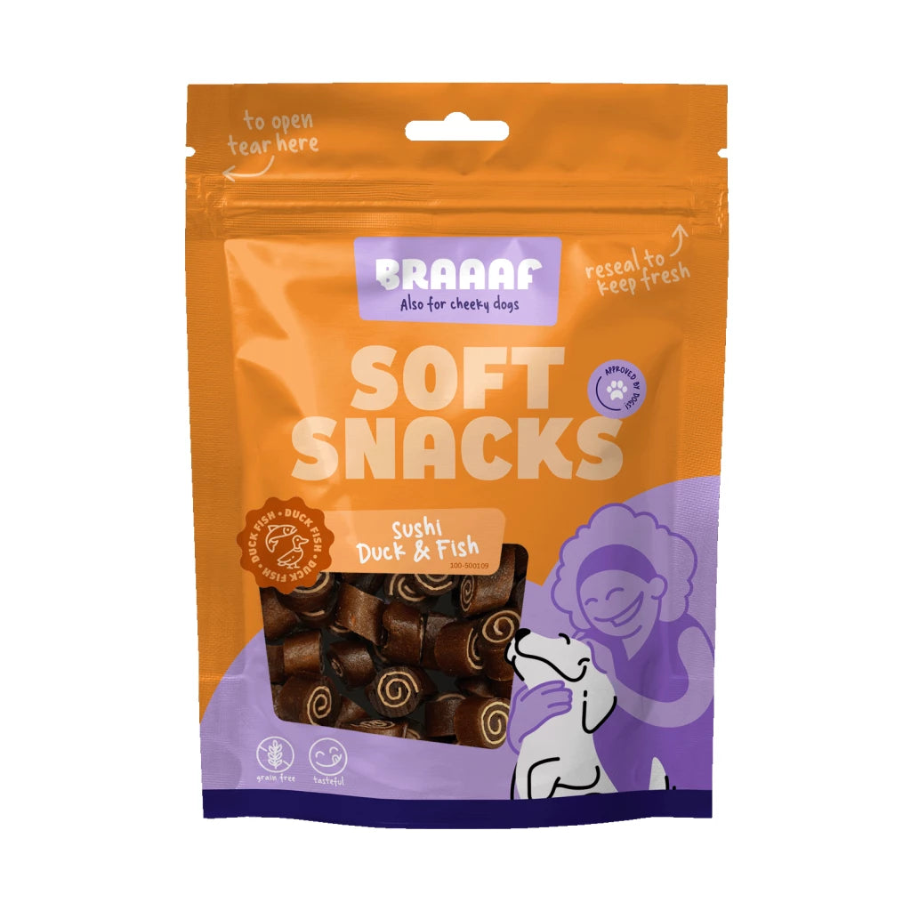 Hondensnack - Braaaf Soft Snack Sushi - Eend & Vis