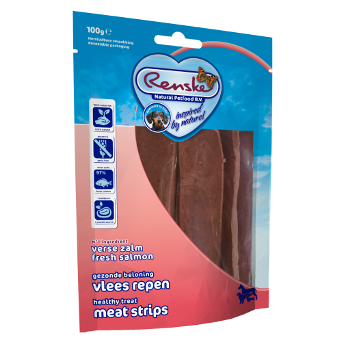Vleesstrips voor honden - zalm