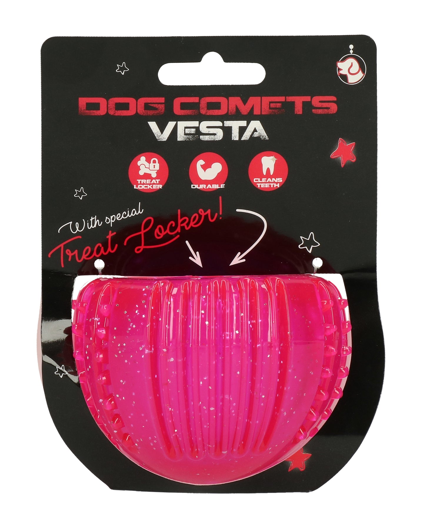 Hersenwerk voor honden halve bal - Dog Comets - Treat Locker - roze