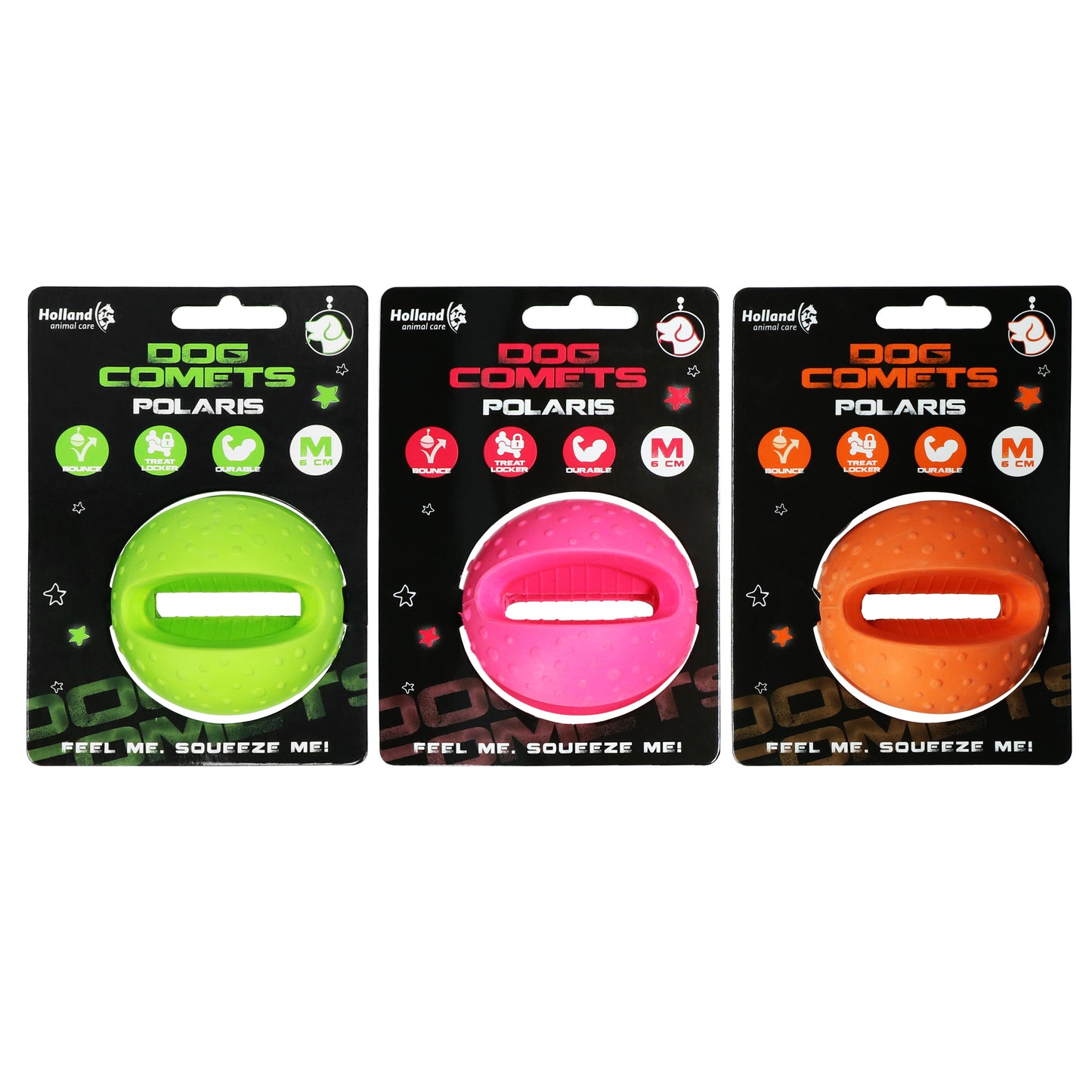 Hersenwerk voor honden in de vorm van een bal- Dog Comets - Polaris - groen, roze en oranje