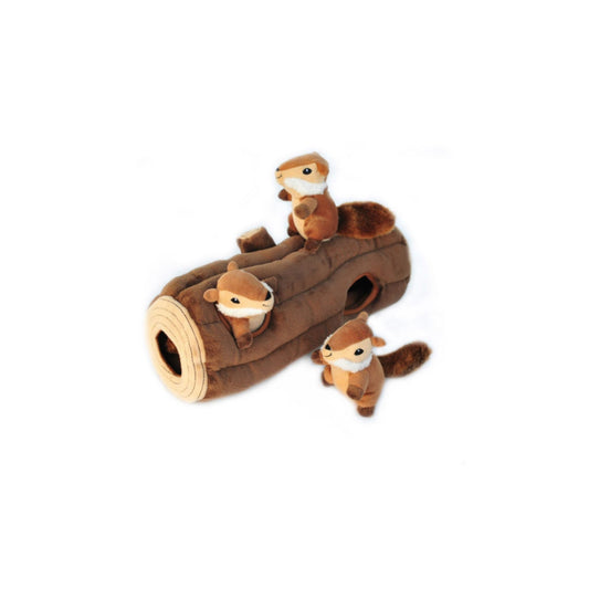 Hondenspeelgoed - Zippy Paws - Zippy Burrow – Log with 3 Chipmunks