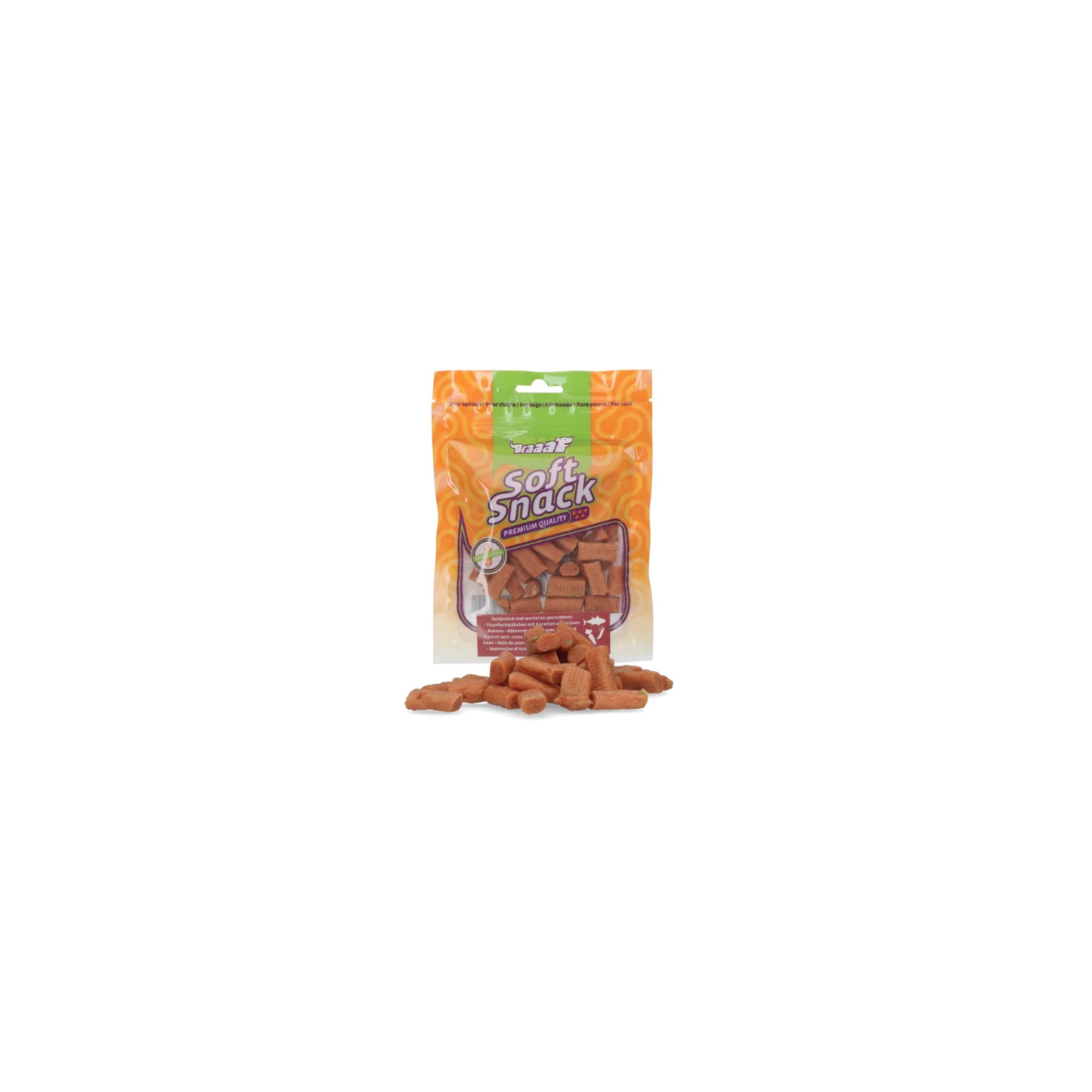 Hondensnack - Braaaf - Soft Snack Tonijnstick met wortel en sperzieboon