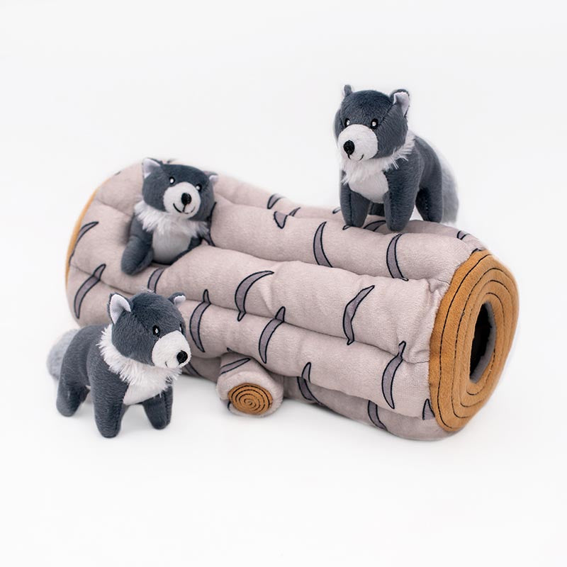 Hondenspeelgoed - Zippy Paws - Zippy Burrow – Arctic Wolf Log