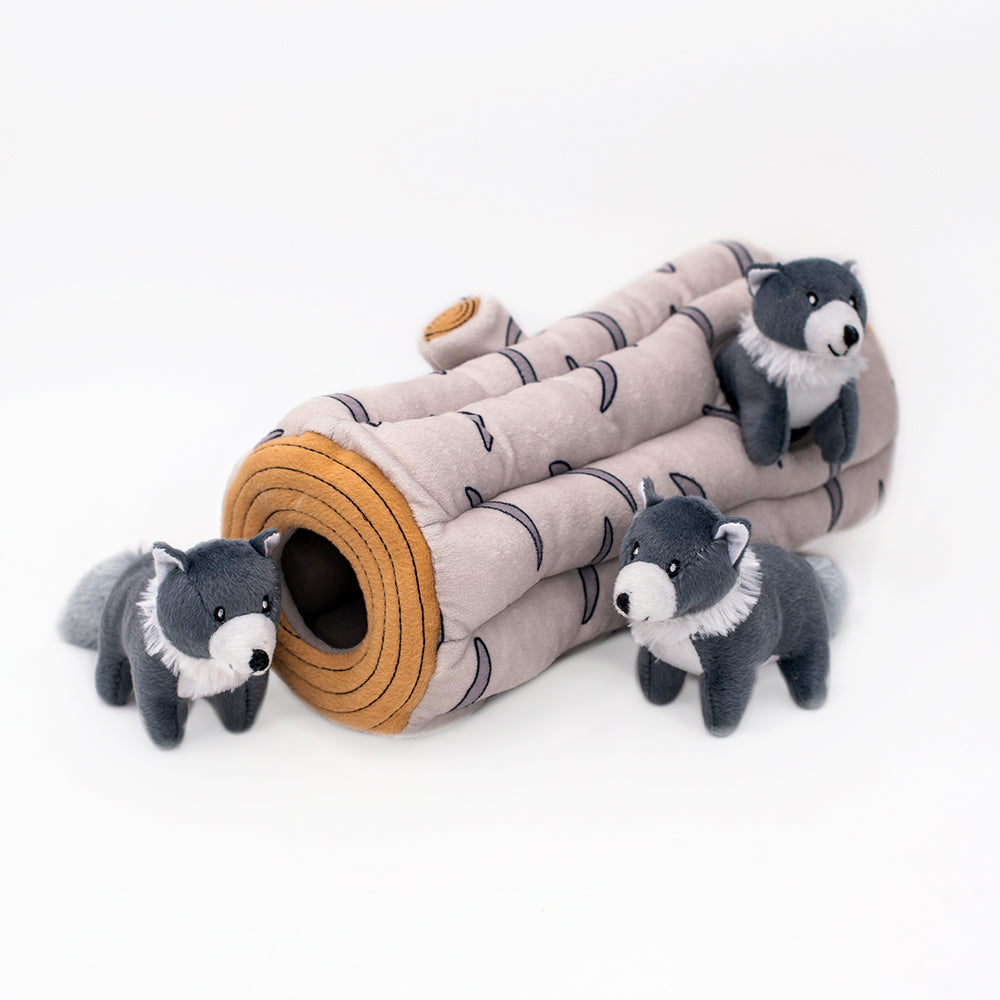 Hondenspeelgoed - Zippy Paws - Zippy Burrow – Arctic Wolf Log