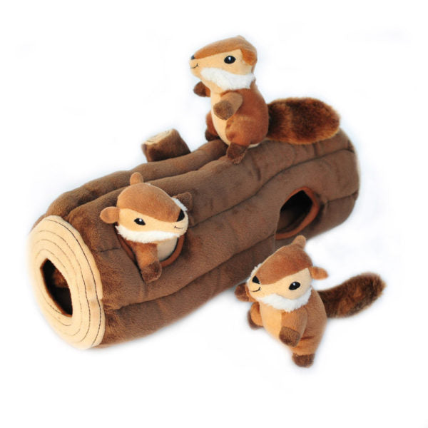Hondenspeelgoed - Zippy Paws - Zippy Burrow – Log with 3 Chipmunks