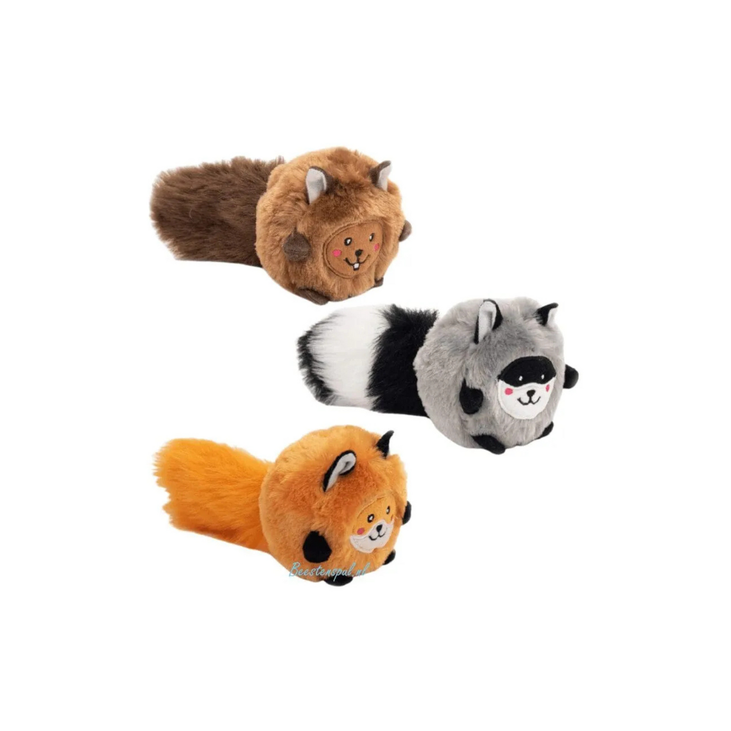Hondenspeelgoed - Zippy Paws - Bushy Throw - Eekhoorn, vos en racoon