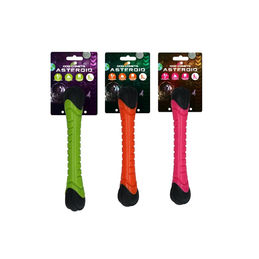 Sterk hondenspeelgoed - Dog Comets Asteroid Werpstok - Groen, oranje en roze