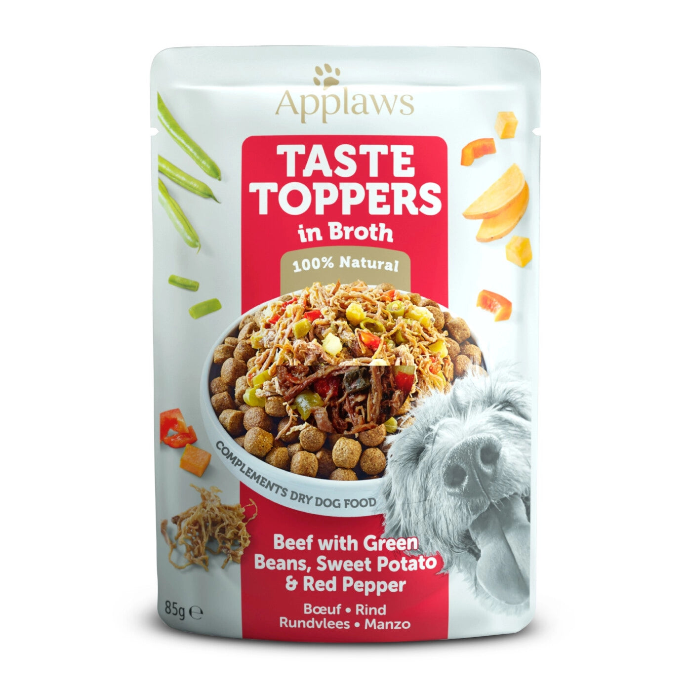 Applaws - Dog Taste Toppers - Rund met sperziebonen in bouillon 85 gr.