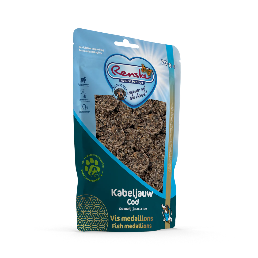 Snack voor honden - Renske - Gezonde Beloning Vis Medaillons- Kabeljauw