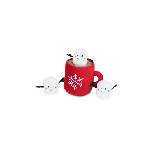 Kerst hondenspeelgoed - Holiday Zippy Burrow Hot Cocoa