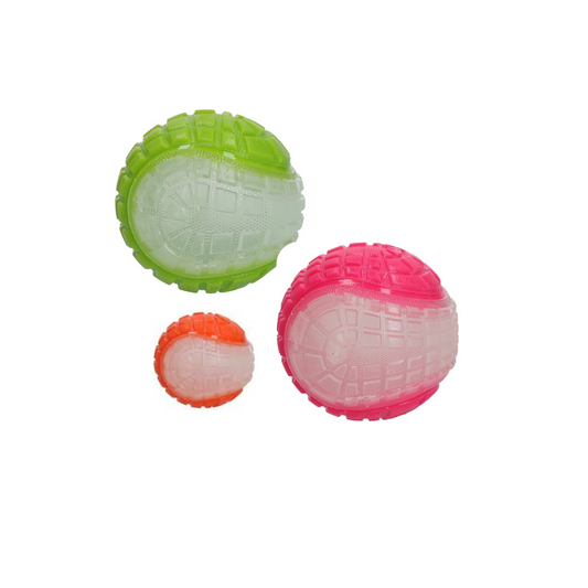 Sterk hondenspeelgoed - Dog Comets Glow In The Dark Moon Bal - Groen, oranje en roze