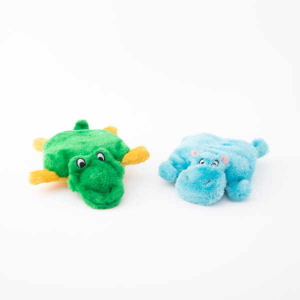 Hondenspeelgoed - Squeakie Pad 2-pack Hippo and Alligator