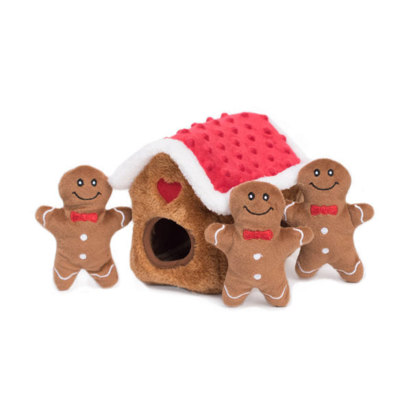 Kerst hondenspeelgoed - Holiday Zippy Burrow - Gingerbread House