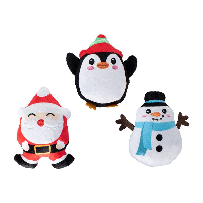 Kerst hondenspeelgoed - Fringe - Kerstman, sneeuwpop en pinguïn
