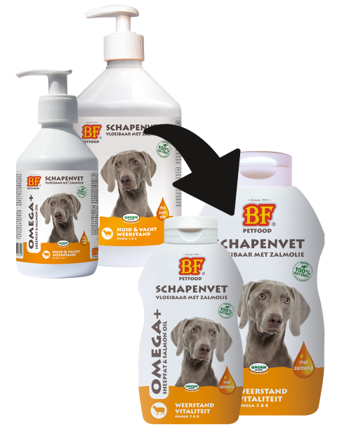 Schapenvet voor honden - BF PetFood - OMEGA+ vloeibaar schapenvet