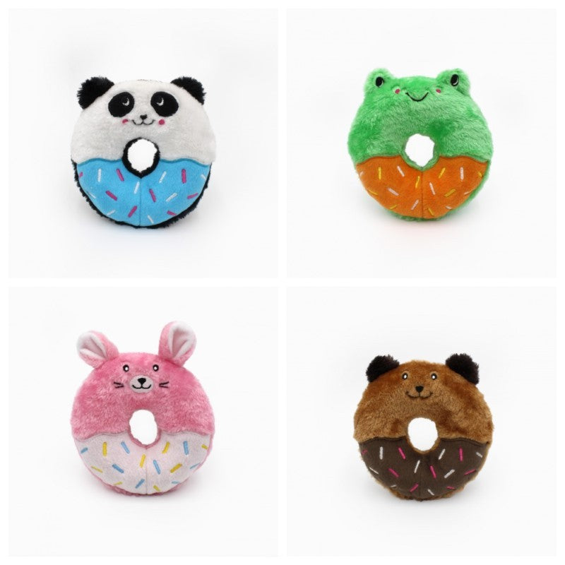 Hondenspeelgoed Donut Buddies - Zippy Paws - Beer, Konijn, Panda en Kikker