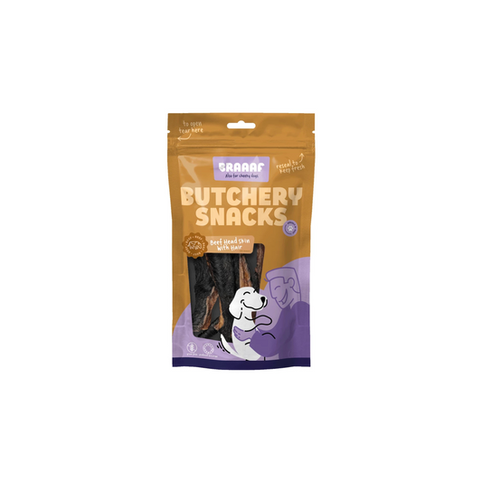 Hondensnack - Braaaf Butchery Snacks Runderkophuid met haar 150 g