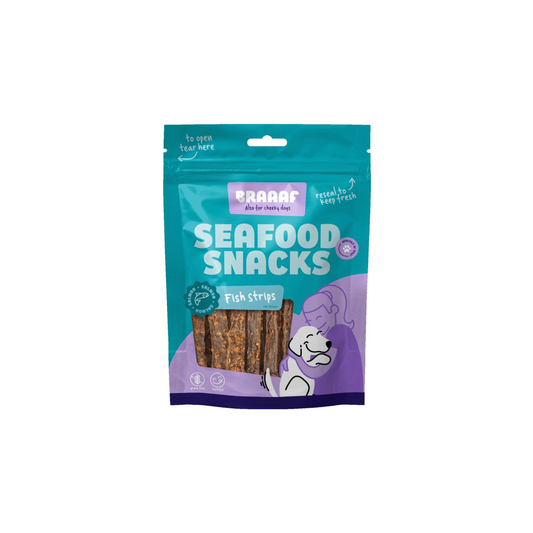 Hondensnack - Braaaf Seafood Zalm Visstrips - 12 cm