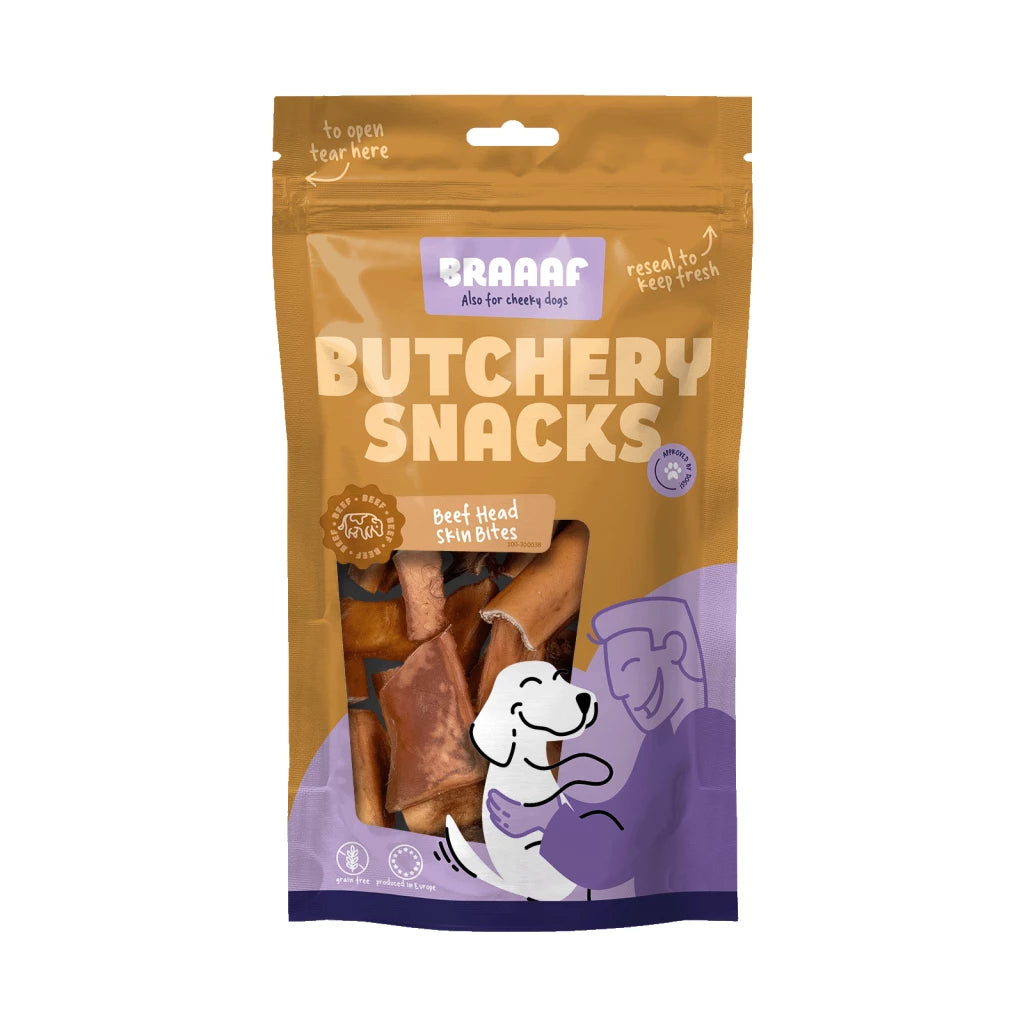 Hondensnack - Braaaf Butchery Snacks Runderkophuid stukjes 150 g