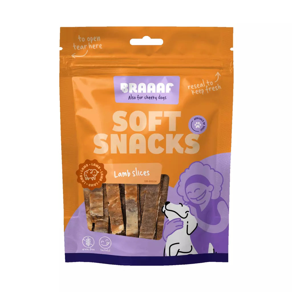 Hondensnack - Braaaf Soft Snack Slices - Lam & Vis