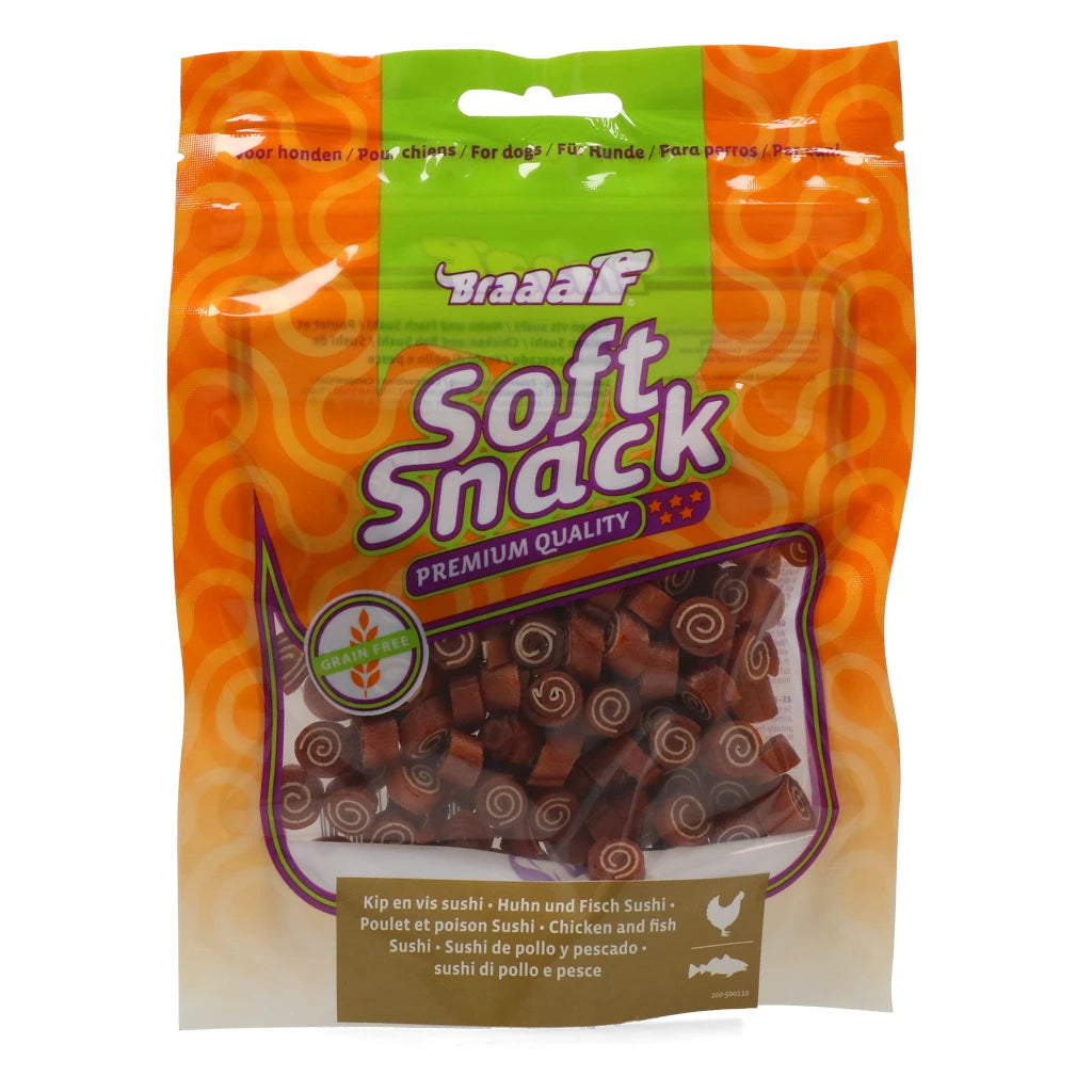 Hondensnack - Braaaf Soft Snack Sushi - Kip & Vis