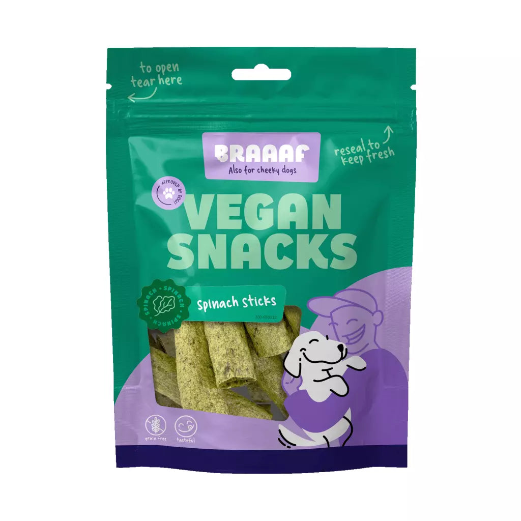 Snack voor honden - Braaaf - Vegan snack spinazie Stick - 6 cm