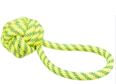 Waterspeelgoed voor honden - Trixie Aquatoy Touw Met Bal Drijvend Polyester Geel / Groen 7 x 7 x 21 cm