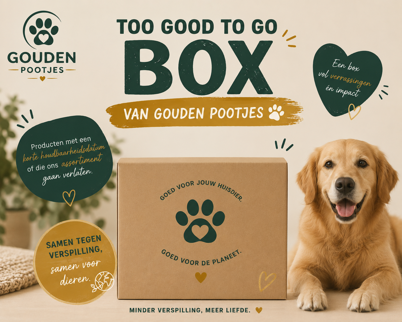 Too good to go box Gouden pootjes