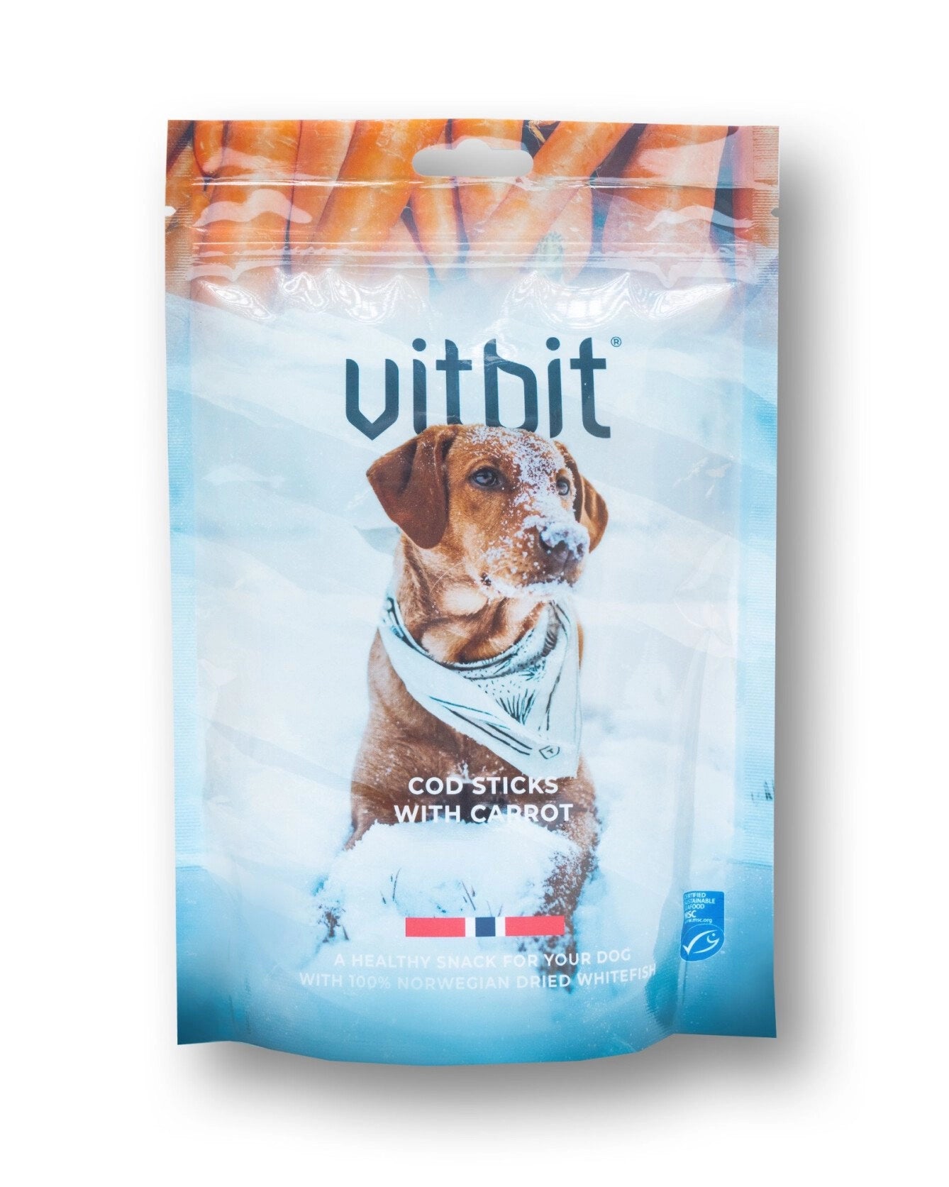 Vitbit - hondensnack Kabeljauw sticks met wortel