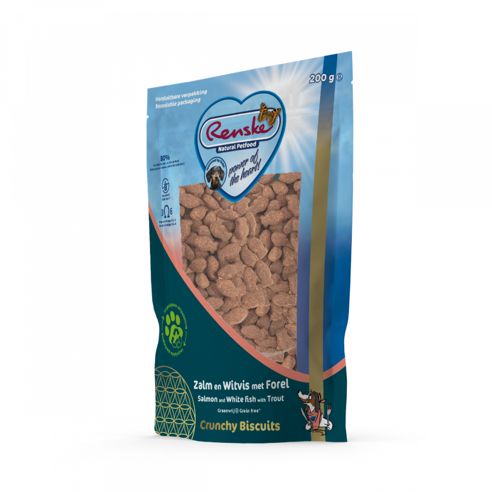 Hondensnacks - Renske - Gezonde Beloning Hond Crunchy Zalm en Witvis met Forel