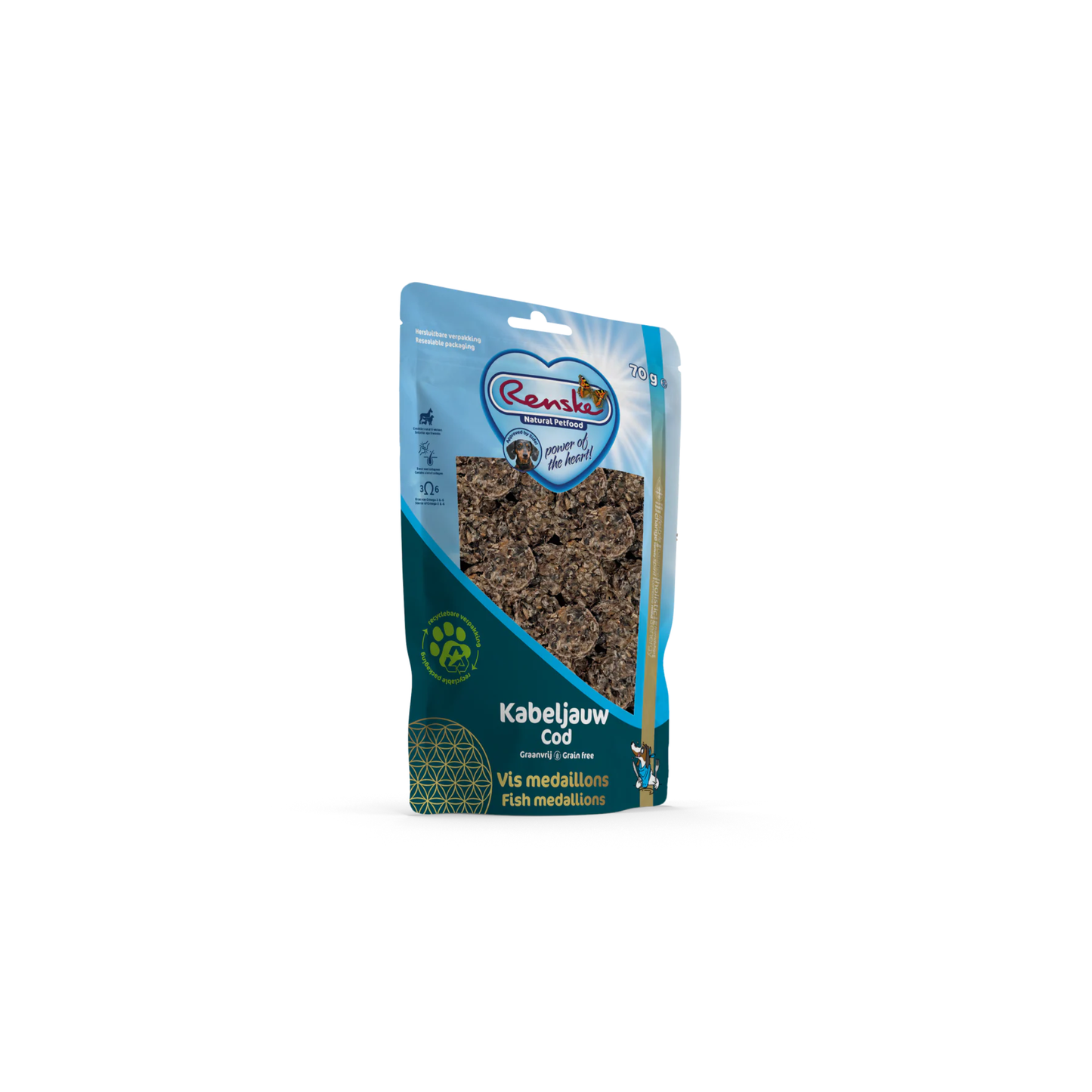 Snack voor honden - Renske - Gezonde Beloning Vis Medaillons- Kabeljauw