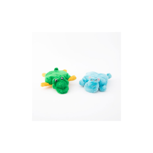 Hondenspeelgoed - Squeakie Pad 2-pack Hippo and Alligator