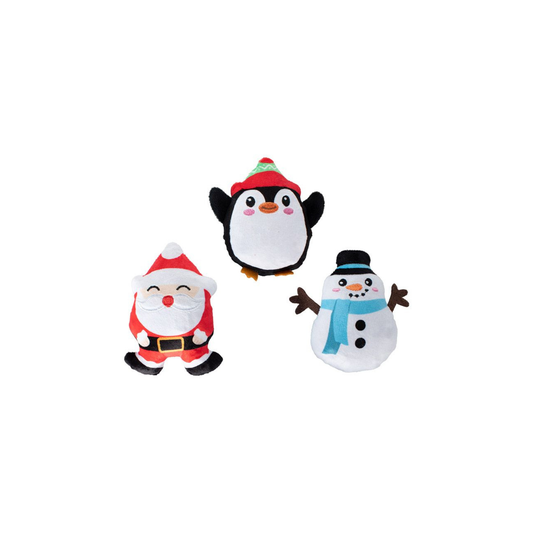 Kerst hondenspeelgoed - Fringe - Kerstman, sneeuwpop en pinguïn