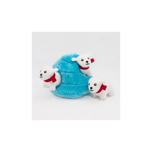 Kerst hondenspeelgoed - Holiday Zippy Burrow - Polar Bear Igloo