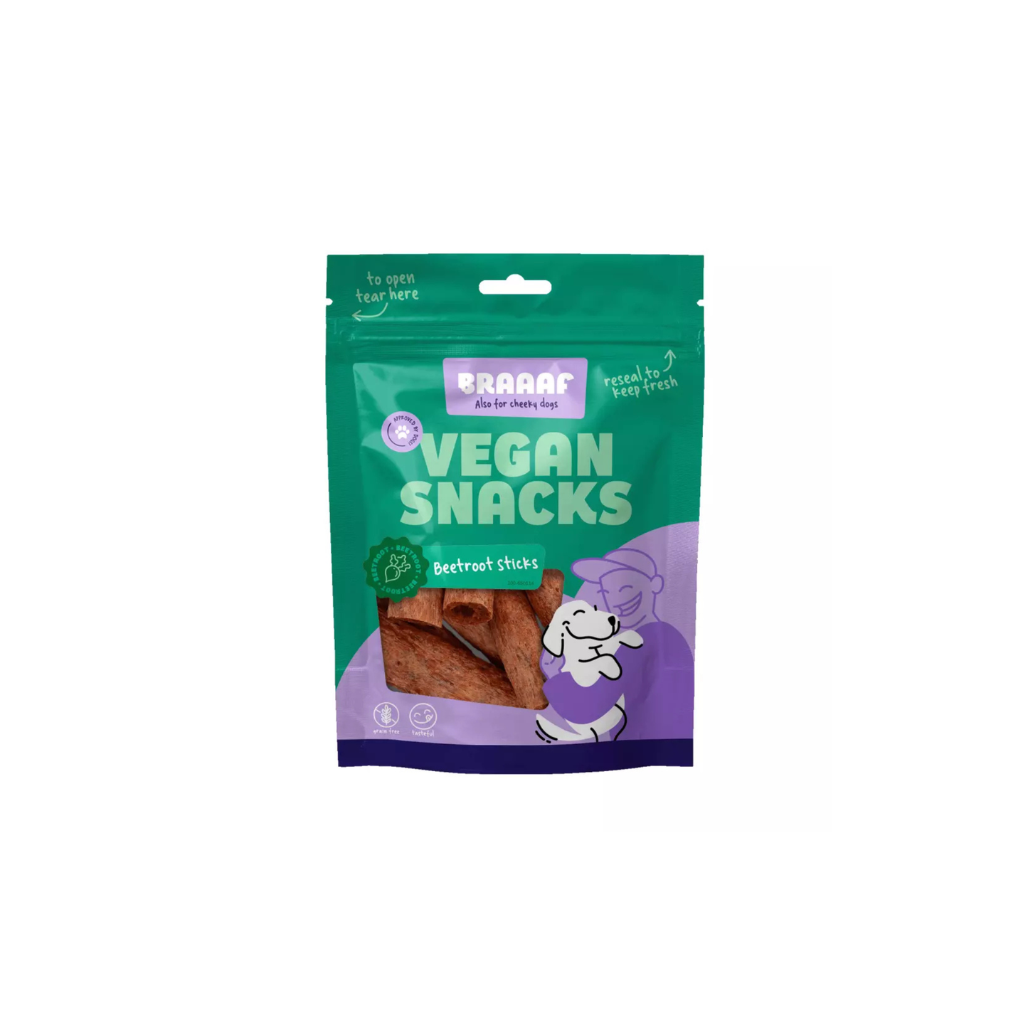 Snack voor honden - Braaaf - Vegan Snack Rode Biet Stick - 6 cm