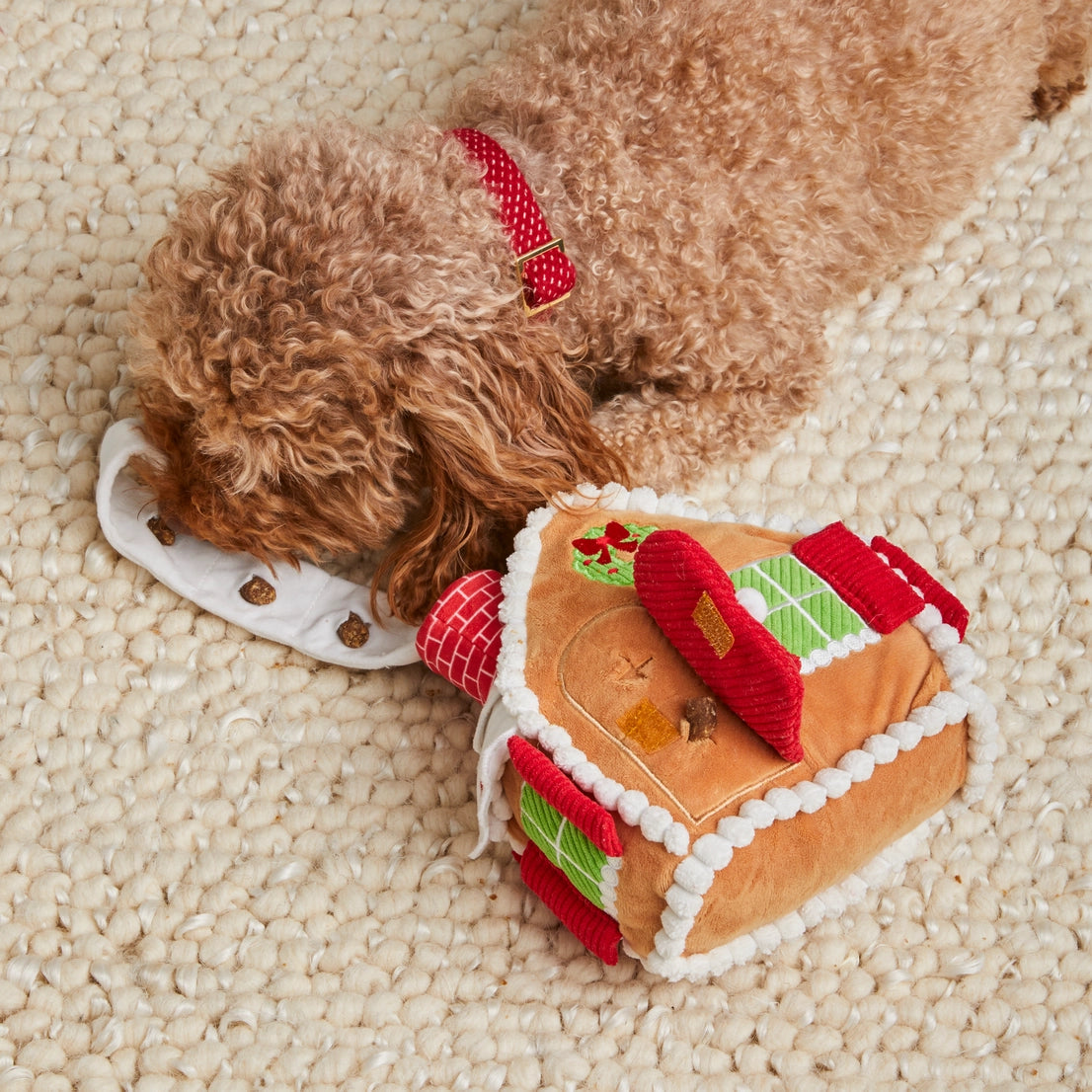 Kerst hondenspeelgoed - Foggy Dog - Gingerbread huis
