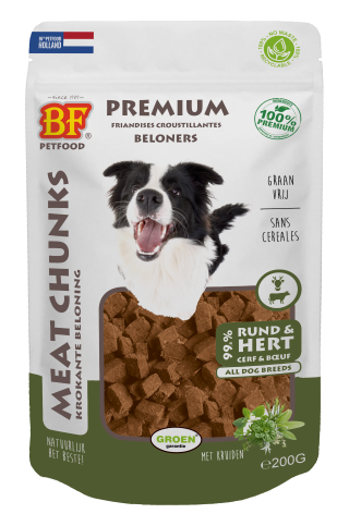 Beloners voor honden - BF PetFood - Meat Chunks rund/hert